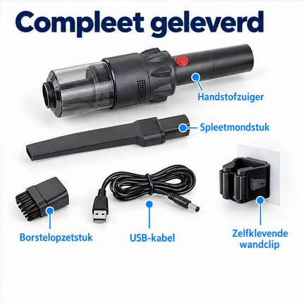 Cheqo® Kruimeldief - Handstofzuiger - Draadloos - Kruimelzuiger - Snoerloos - Autostofzuiger - Auto Stofzuiger - Cycloon - Zakloos - Mini Stofzuiger - USB Oplaadbaar - met Opzetstukken - Kierenzuiger - Compact - voor Auto en Huis - Draagbaar — infographic 6