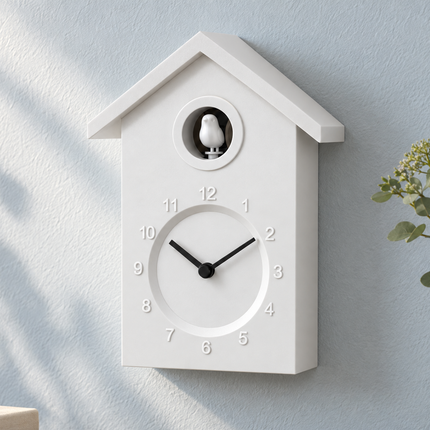 Cheqo® Koekoeksklok Modern - Wandklok - Minimalistische Koekoeksklok - Cuckoo Clock - Cuckoo Klok - Koekoeksklok Wit - Klok - Koekoeksklok voor Kinderen - Koekoeksklok voor Woonkamer - Koekkoeksklok - Vogelklok — hoofdbeeld