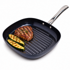 Cheqo® Grillpan - Grillpan Inductie - Grillpan Anti-aanbak - Geribbelde Grillpan - Vierkante Grillpan - Grillpan Ovenbestendig - PFAS-vrije Grillpan - Grillpan voor Keramisch Koken - Grillpan voor Gas - Steakpan - Grillpan met RVS Steel — hoofdbeeld