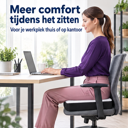 Cheqo® Orthopedisch Zitkussen - Ergonomisch Stoelkussen - Verkoelend Gelkussen met Cooling Gel - Stuitkussen voor Bureaustoel - voor Auto en Rolstoel - Antislip Comfort Seat Cushion - Zitverhoger voor Kantoor en Lang Zitten Thuis — infographic 1