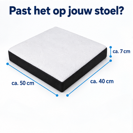Cheqo® Orthopedisch Zitkussen - Ergonomisch Stoelkussen - Verkoelend Gelkussen met Cooling Gel - Stuitkussen voor Bureaustoel - voor Auto en Rolstoel - Antislip Comfort Seat Cushion - Zitverhoger voor Kantoor en Lang Zitten Thuis — infographic 4