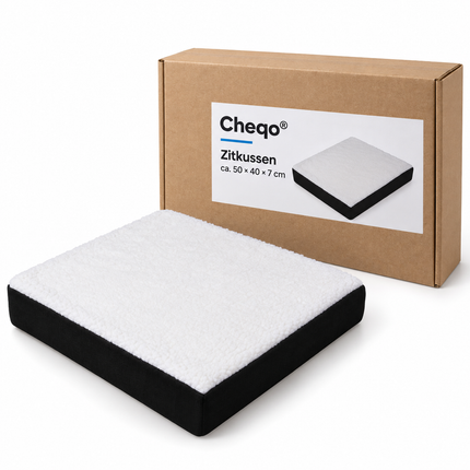 Cheqo® Orthopedisch Zitkussen - Ergonomisch Stoelkussen - Verkoelend Gelkussen met Cooling Gel - Stuitkussen voor Bureaustoel - voor Auto en Rolstoel - Antislip Comfort Seat Cushion - Zitverhoger voor Kantoor en Lang Zitten Thuis — Cheqo verpakkingsconcept