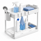 Cheqo® Onder Gootsteen Organizer - Keukenkast Organizer - Opbergrek onder Gootsteen - Onder Wastafel Rek - Aanrechtorganizer - Badkamer Organizer - Multifunctioneel Opbergrek - Keukenrek - Organizer met Haakjes - 2-laags - Wit — hoofdbeeld