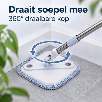 Cheqo® Spin Mop - Draaibare Mop - Vloerwisser - Vloermop met Steel - 360 Graden Draaibare Mopkop - Microvezel Mop - Roterende Dweil - Zwabber - Vloerdweil voor Harde Vloeren - Mop met RVS Steel — infographic 2