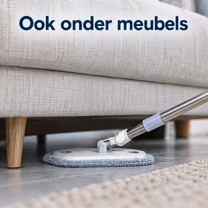 Cheqo® Spin Mop - Draaibare Mop - Vloerwisser - Vloermop met Steel - 360 Graden Draaibare Mopkop - Microvezel Mop - Roterende Dweil - Zwabber - Vloerdweil voor Harde Vloeren - Mop met RVS Steel — infographic 3