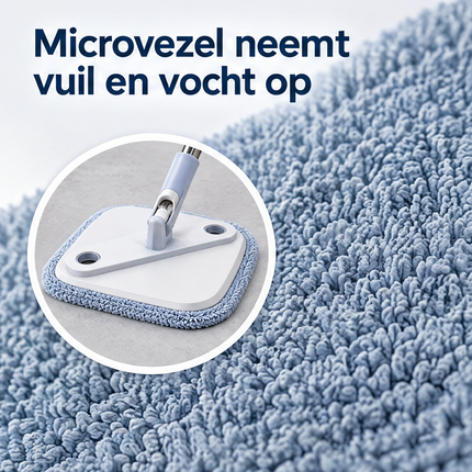 Cheqo® Spin Mop - Draaibare Mop - Vloerwisser - Vloermop met Steel - 360 Graden Draaibare Mopkop - Microvezel Mop - Roterende Dweil - Zwabber - Vloerdweil voor Harde Vloeren - Mop met RVS Steel — infographic 4