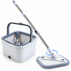 Cheqo® Spin Mop met Emmer - Draaibare Mop - Vloerwisser - Vloermop met Steel - 360 Graden Draaibare Mopkop - Microvezel Mop - Roterende Dweil - Zwabber - Vloerdweil voor Harde Vloeren - Mop met RVS Steel — hoofdbeeld