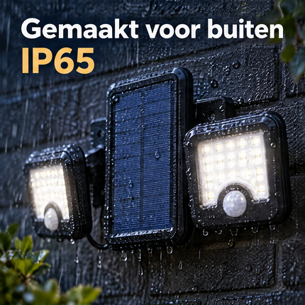 Cheqo® Solar Buitenlamp met Bewegingssensor - Solar Wandlamp - Tuinverlichting op Zonne-energie - Buitenverlichting - Beveiligingslamp - Draaibaar - Dubbele Kop - voor Tuin - voor Oprit - voor Garage - voor Carport - Draadloos - LED - Zwart — infographic 5