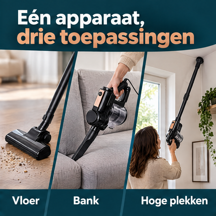 Cheqo® Steelstofzuiger met Snoer - 3-in-1 Handstofzuiger en Stofzuiger zonder Zak - Kruimeldief - Cycloonstofzuiger met HEPA Filter - Telescopische Steel - Stofzuiger met Draad voor Huisdieren - Zakloze Stofzuiger voor Auto - Vloerborstel - 600W — infographic 2