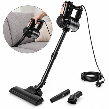 Cheqo® Steelstofzuiger met Snoer - 3-in-1 Handstofzuiger en Stofzuiger zonder Zak - Kruimeldief - Cycloonstofzuiger met HEPA Filter - Telescopische Steel - Stofzuiger met Draad voor Huisdieren - Zakloze Stofzuiger voor Auto - Vloerborstel - 600W — hoofdbeeld