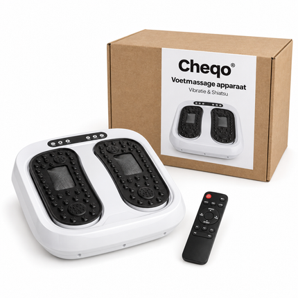 Cheqo® Voetmassage Apparaat - Voetmassager - Shiatsu Massage - Elektrisch Massageapparaat - Beenmassage Apparaat - Trilplaat voor Voeten - Massageapparaat met Afstandsbediening - Voetmassage Machine - Kuitmassage Apparaat voor Thuis — Cheqo verpakkingsconcept