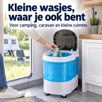 Cheqo® Mini Wasmachine met Centrifuge - Camping Wasmachine - Kleine Wasmachine - Draagbare Wasmachine - Compacte Wasmachine - Caravan Wasmachine - Camper Wasmachine - Studenten Wasmachine - Bovenlader Wasmachine - Wasmachine voor Kleine Ruimtes — infographic 1
