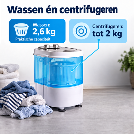 Cheqo® Mini Wasmachine met Centrifuge - Camping Wasmachine - Kleine Wasmachine - Draagbare Wasmachine - Compacte Wasmachine - Caravan Wasmachine - Camper Wasmachine - Studenten Wasmachine - Bovenlader Wasmachine - Wasmachine voor Kleine Ruimtes — infographic 2