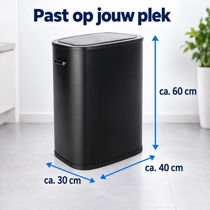 Cheqo® Prullenbak 60 Liter - Push Prullenbak met Drukdeksel - Zwart — infographic 3