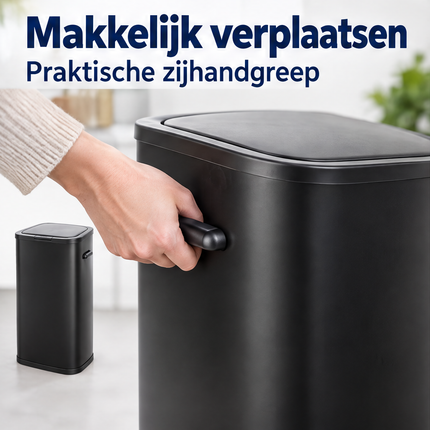 Cheqo® Prullenbak 60 Liter - Push Prullenbak met Drukdeksel - Zwart — infographic 4