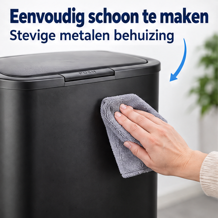 Cheqo® Prullenbak 60 Liter - Push Prullenbak met Drukdeksel - Zwart — infographic 5