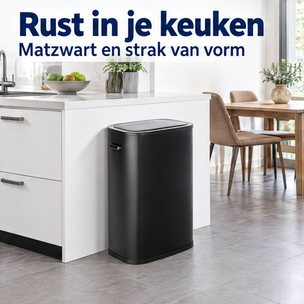 Cheqo® Prullenbak 60 Liter - Push Prullenbak met Drukdeksel - Zwart — infographic 6