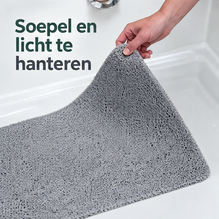 Cheqo® Douchemat Antislip - Antislip Douchemat - Antislip Badmat - Antislipmat Waterdoorlatend - Anti Schimmel - Douchecabine Mat - Badkamermat voor in Bad en Douche - Sneldrogend - voor Ouderen en Kinderen - voor Zwembad en Sauna - Grijs — infographic 4