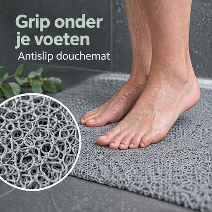 Cheqo® Douchemat Antislip - Antislip Douchemat - Antislip Badmat - Antislipmat Waterdoorlatend - Anti Schimmel - Douchecabine Mat - Badkamermat voor in Bad en Douche - Sneldrogend - voor Ouderen en Kinderen - voor Zwembad en Sauna - Grijs — infographic 6