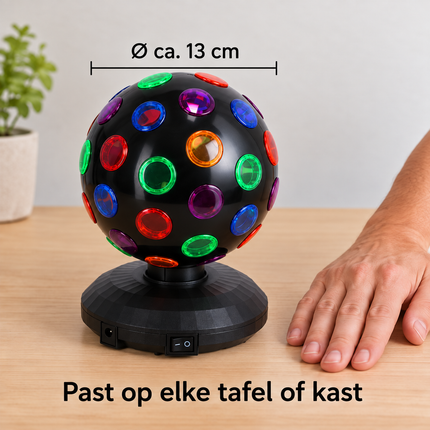 Cheqo® Discolamp - Discobal - Feestverlichting - Roterende Discobol - LED Partylamp - Discoverlichting voor Kinderen - Verjaardag - Kinderfeestje - Discoball - Party Licht - Sfeerlamp voor Kinderkamer en Slaapkamer - Kerst - Carnaval - Zwart — infographic 2