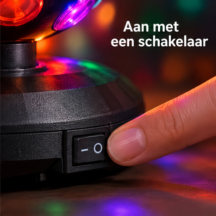 Cheqo® Discolamp - Discobal - Feestverlichting - Roterende Discobol - LED Partylamp - Discoverlichting voor Kinderen - Verjaardag - Kinderfeestje - Discoball - Party Licht - Sfeerlamp voor Kinderkamer en Slaapkamer - Kerst - Carnaval - Zwart — infographic 3