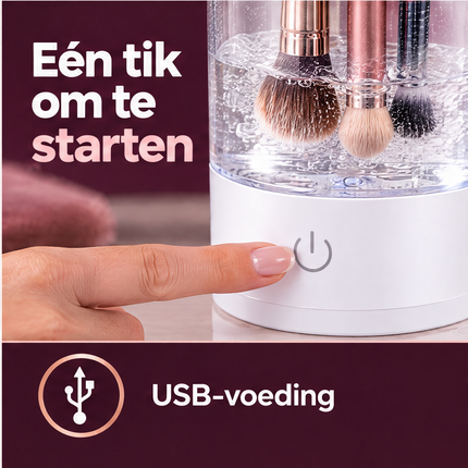Cheqo® Elektrische Make-up Kwastenreiniger - Brush Cleaner - Make-up Borstel Reiniger - Automatische Kwastenreiniger - Kwasten Schoonmaken - Borstel Schoonmaker - met Siliconen Reinigingsmat - USB Aansluiting - Wit - Cadeau voor Vrouw — infographic 6