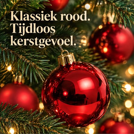 Cheqo® rode glazen kerstballen, 16 stuks, ca. 8 cm — infographic 1