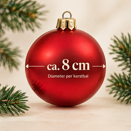 Cheqo® rode glazen kerstballen, 16 stuks, ca. 8 cm — infographic 3