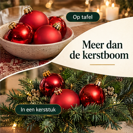 Cheqo® rode glazen kerstballen, 16 stuks, ca. 8 cm — infographic 6