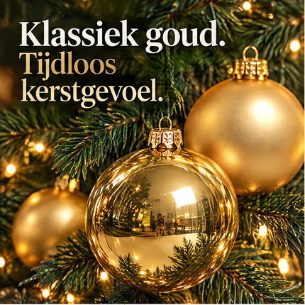 Cheqo® gouden glazen kerstballen, 16 stuks, ca. 8 cm — infographic 1