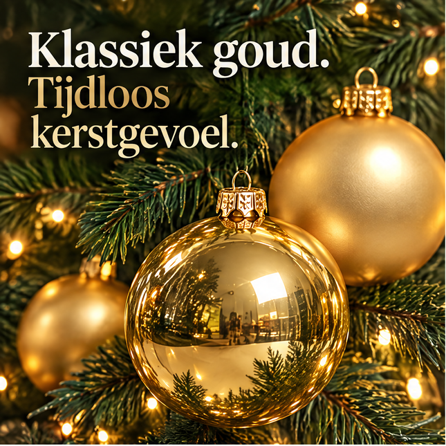 Cheqo® gouden glazen kerstballen, 16 stuks, ca. 8 cm — infographic 1