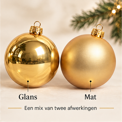 Cheqo® gouden glazen kerstballen, 16 stuks, ca. 8 cm — infographic 2