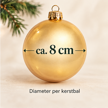 Cheqo® gouden glazen kerstballen, 16 stuks, ca. 8 cm — infographic 3