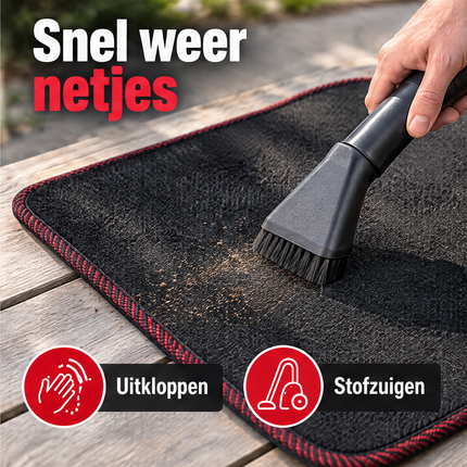 Cheqo® Automatten Universeel Set van 4 Zwart met Rode Rand - Stoffen Automatten - Antislip Automatten - Auto Vloermatten - Automatten Voor en Achter - Autotapijt - Auto Matten - Voetmatten Auto - Auto Vloerkleed - Automatten met Hakstuk — infographic 6