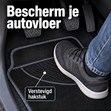 Cheqo® Automatten Set van 4 Tapijt Zwart Grijs - Universeel - Auto Vloermatten - Stofmatten - Voetmatten - Auto Matten - Auto Vloerkleed - Interieur Bescherming met Hakstuk - voor Personenauto, Hatchback, Sedan en SUV - Auto Accessoires — infographic 2