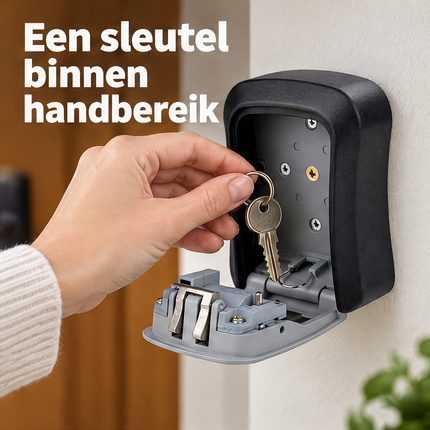Cheqo® Sleutelkluis met Cijferslot - Sleutelkastje met Code voor Binnen en Buiten - Inclusief Montageset - Key Safe - Sleutelbox - Kluisje met Codeslot voor Thuiszorg - Sleutelopberger - Sleuteldoos - Key Lock Box - Sleutelkluisje Zwart — infographic 1