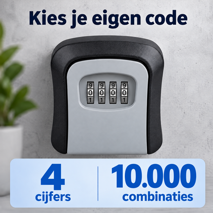 Cheqo® Sleutelkluis met Cijferslot - Sleutelkastje met Code voor Binnen en Buiten - Inclusief Montageset - Key Safe - Sleutelbox - Kluisje met Codeslot voor Thuiszorg - Sleutelopberger - Sleuteldoos - Key Lock Box - Sleutelkluisje Zwart — infographic 2