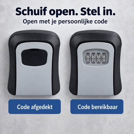 Cheqo® Sleutelkluis met Cijferslot - Sleutelkastje met Code voor Binnen en Buiten - Inclusief Montageset - Key Safe - Sleutelbox - Kluisje met Codeslot voor Thuiszorg - Sleutelopberger - Sleuteldoos - Key Lock Box - Sleutelkluisje Zwart — infographic 3