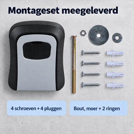 Cheqo® Sleutelkluis met Cijferslot - Sleutelkastje met Code voor Binnen en Buiten - Inclusief Montageset - Key Safe - Sleutelbox - Kluisje met Codeslot voor Thuiszorg - Sleutelopberger - Sleuteldoos - Key Lock Box - Sleutelkluisje Zwart — infographic 4