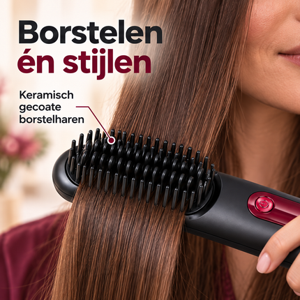 Cheqo® Draadloze Stijlborstel - Elektrische Haarborstel - Warmteborstel - Oplaadbare Stijlborstel - Stijlkam - Straight Brush - Draagbare Stijlborstel - Steilborstel - Haarstijlborstel - Stijlborstel voor op Reis - Stijlborstel Zwart — infographic 1