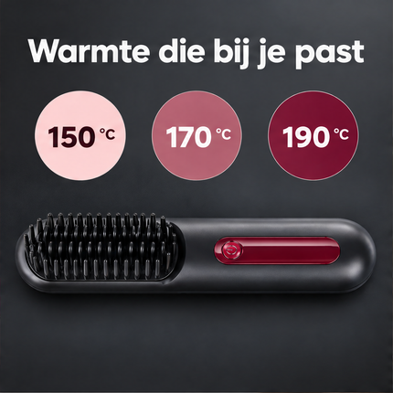 Cheqo® Draadloze Stijlborstel - Elektrische Haarborstel - Warmteborstel - Oplaadbare Stijlborstel - Stijlkam - Straight Brush - Draagbare Stijlborstel - Steilborstel - Haarstijlborstel - Stijlborstel voor op Reis - Stijlborstel Zwart — infographic 2