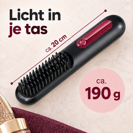Cheqo® Draadloze Stijlborstel - Elektrische Haarborstel - Warmteborstel - Oplaadbare Stijlborstel - Stijlkam - Straight Brush - Draagbare Stijlborstel - Steilborstel - Haarstijlborstel - Stijlborstel voor op Reis - Stijlborstel Zwart — infographic 4