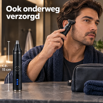 Cheqo® Neustrimmer 4-in-1 - Oortrimmer - Wenkbrauwtrimmer - Baardtrimmer - Neushaartrimmer - Trimmerset voor Heren - Scheerapparaat - Precisietrimmer - Oorhaartrimmer - Bakkebaardtrimmer - Multigroomer - Gezichtstrimmer - Cadeau voor Mannen — infographic 6