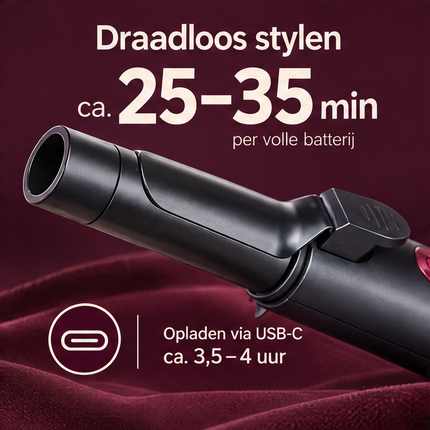Cheqo® Draadloze Krultang - Oplaadbare Krultang - Krultang met Klem - Haarkruller - Hair Curler - Krulijzer - Curling Iron - Keramische Krultang - Krultang voor Onderweg - Haar Styler - Krultang voor Dames - Krultang Zwart - Krullentang — infographic 5
