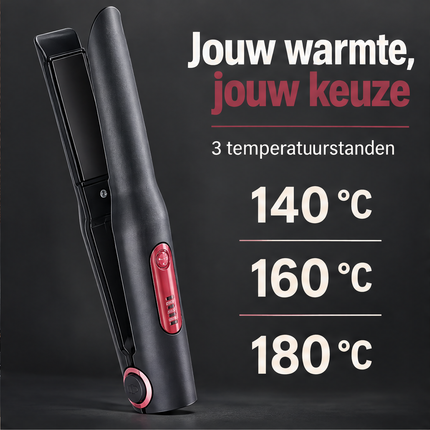 Cheqo® Draadloze Stijltang - Oplaadbare Stijltang - Snoerloze Stijltang - Mini Stijltang - Reisstijltang - Draagbare Stijltang - USB Stijltang - Keramische Stijltang - Hair Straightener - Haarstijler - Stijltang voor Festivals - Zwart — infographic 2