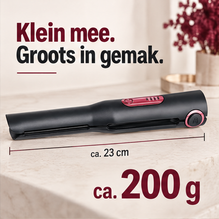 Cheqo® Draadloze Stijltang - Oplaadbare Stijltang - Snoerloze Stijltang - Mini Stijltang - Reisstijltang - Draagbare Stijltang - USB Stijltang - Keramische Stijltang - Hair Straightener - Haarstijler - Stijltang voor Festivals - Zwart — infographic 3