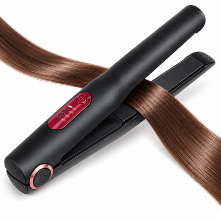 Cheqo® Draadloze Stijltang - Oplaadbare Stijltang - Snoerloze Stijltang - Mini Stijltang - Reisstijltang - Draagbare Stijltang - USB Stijltang - Keramische Stijltang - Hair Straightener - Haarstijler - Stijltang voor Festivals - Zwart — hoofdbeeld