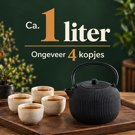 Cheqo® Gietijzeren Theepot - Theepot met Filter - Zwarte Theepot - Japanse Theepot - Tetsubin - Aziatische Theepot - Theekan - Cadeau voor Theeliefhebbers - Theepot voor Losse Thee - Theepot voor Groene Thee - Theepot voor Muntthee — infographic 2