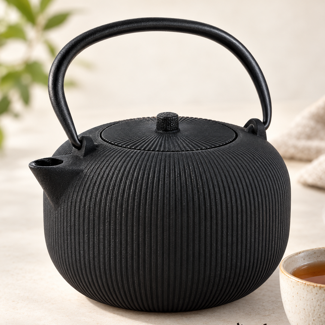 Cheqo® Gietijzeren Theepot - Theepot met Filter - Zwarte Theepot - Japanse Theepot - Tetsubin - Aziatische Theepot - Theekan - Cadeau voor Theeliefhebbers - Theepot voor Losse Thee - Theepot voor Groene Thee - Theepot voor Muntthee — hoofdbeeld