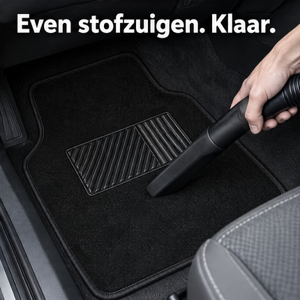 Cheqo® Automatten Universeel Set van 4 - Automattenset Zwart - Stoffen Automatten - Antislip Automatten - Vloermatten Auto - Voormatten en Achtermatten - Autotapijt - Automatten met Hakstuk - Voetmatten Auto - Auto Vloerkleed - Auto Accessoires — infographic 6